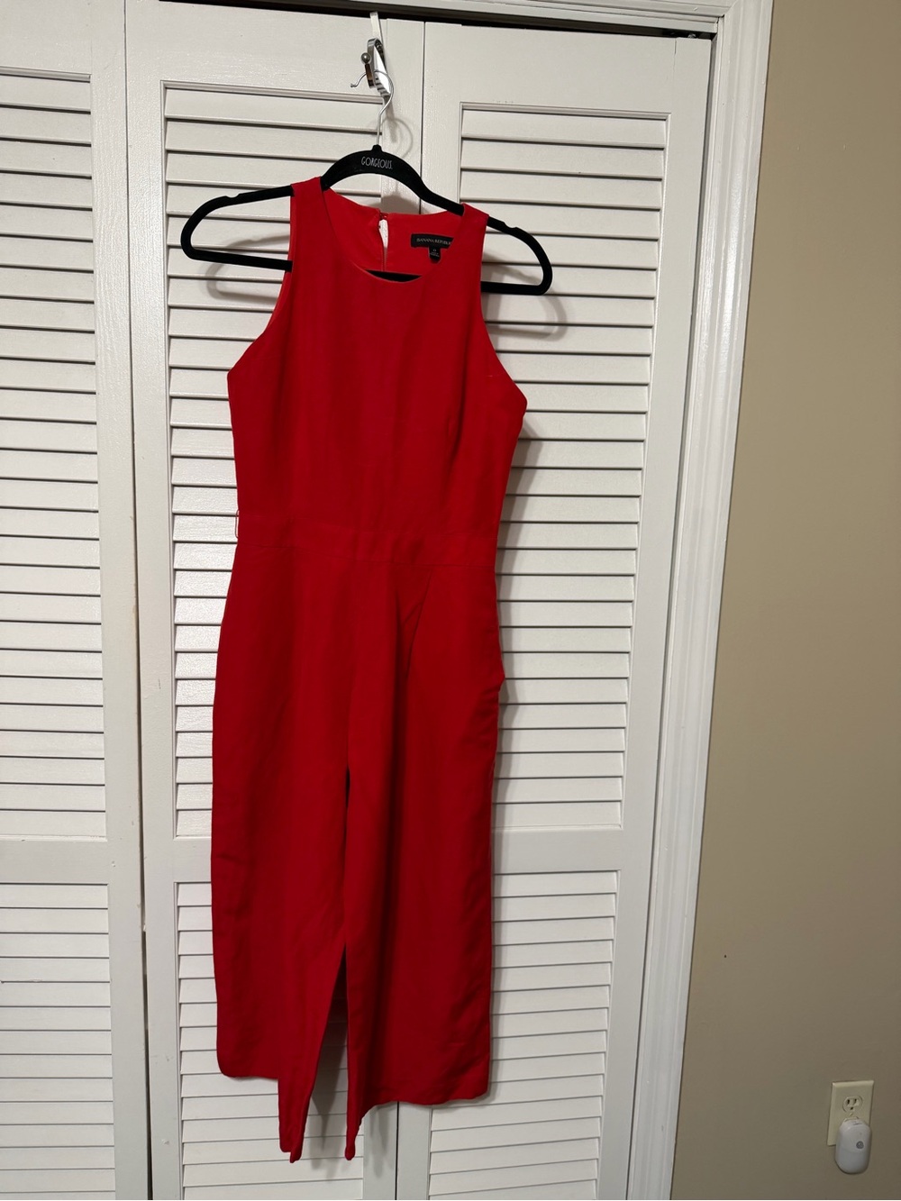 Banana Republic Red Sleeveless Wide-Leg Jumpsuit